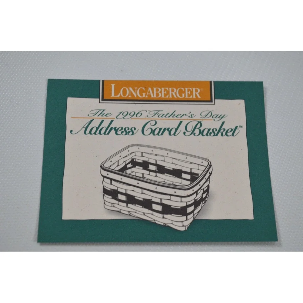 Longaberger 1996 Father's Day Address Rolodex Basket w Lid Protector and Cards